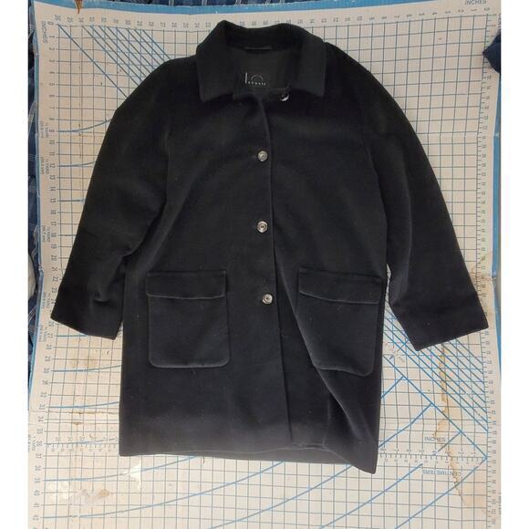 HP Bogner Vintage 80s Classic Black Cashmere Medium Length Overcoat Coat Jacket - Picture 5 of 11